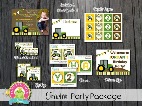 Tractor Party Package - Party Printables - Forever Your Prints Il_570xn