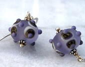 Light Purple lampworked Velvety Glass Earrings with Sterling Silver - Dangle