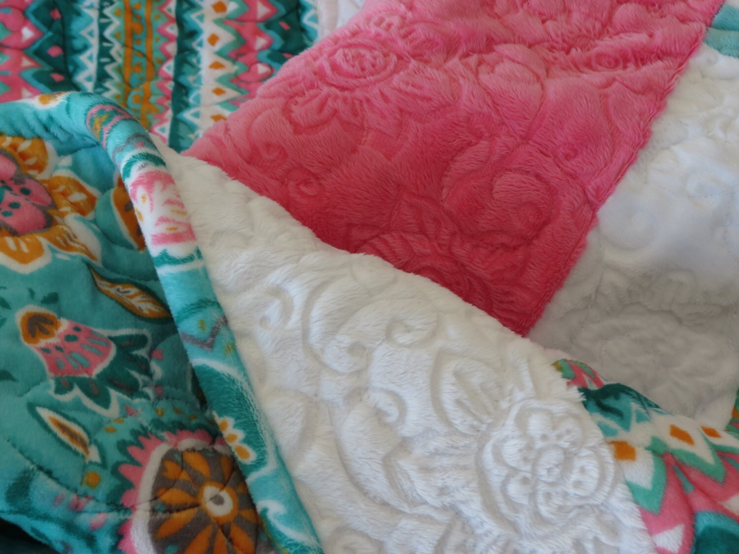 Soft Cuddle Fabric Lap Quilt for Adult Child or Toddler Throw