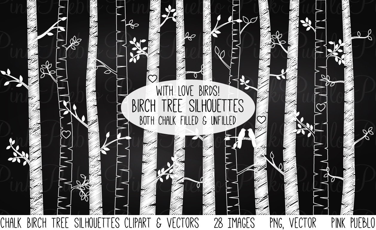 Download Chalkboard Birch Tree Silhouettes Clipart Clip Art Chalk