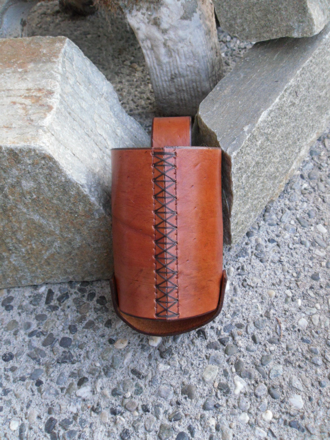 Rustic Brown Leather Water Bottle Belt holster Bottle holder