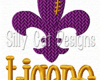 Tigers Football Fleur De Lis Embroidery Design