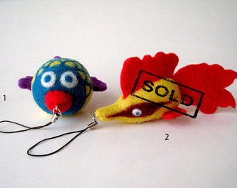 Fish in the loop for your phone- needlefelted sculpture
