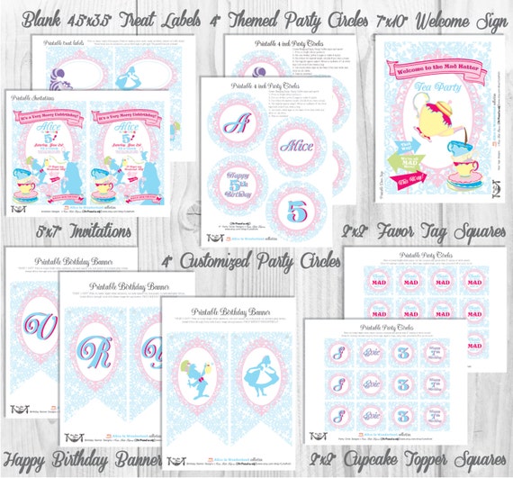 Alice in Wonderland Party Decorations, *FEATURED on Hostess With The Mostest*, Printable Party By Cutie Putti Paperie Il_570xn