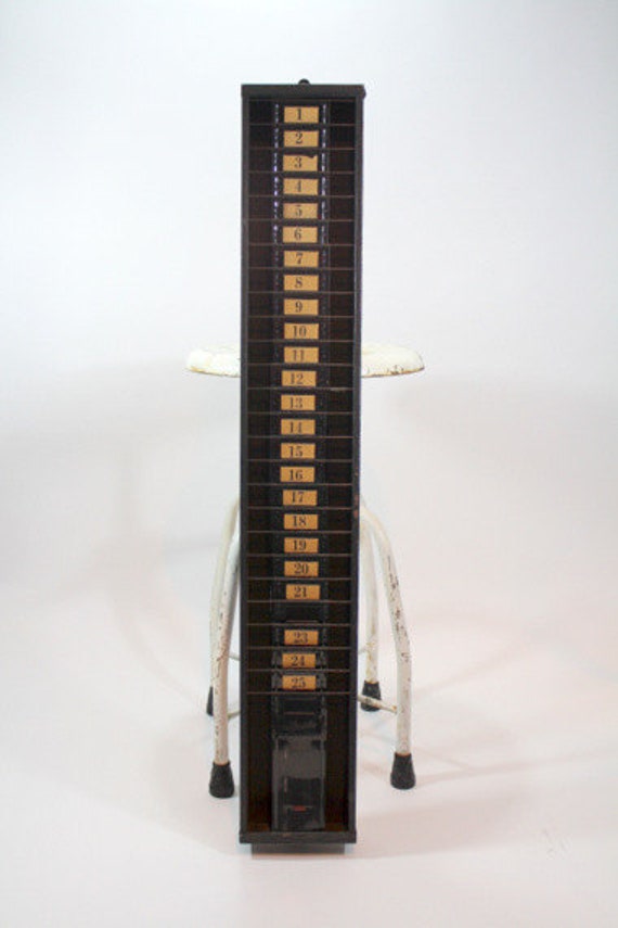 Vintage Time Card Rack / Industrial Home Decor