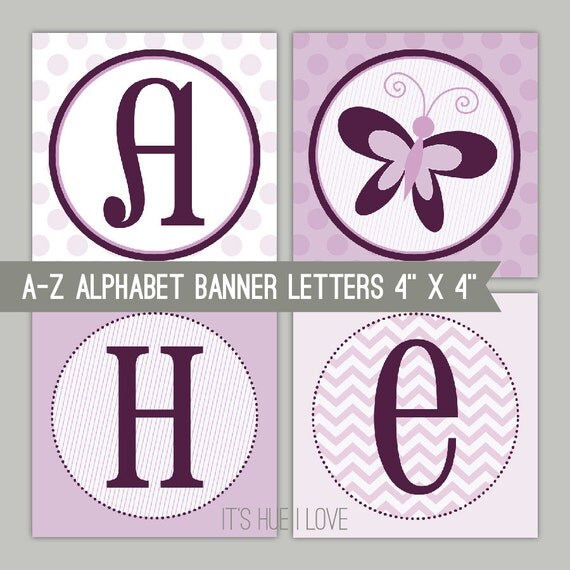 items similar to purple butterfly banner letters a z