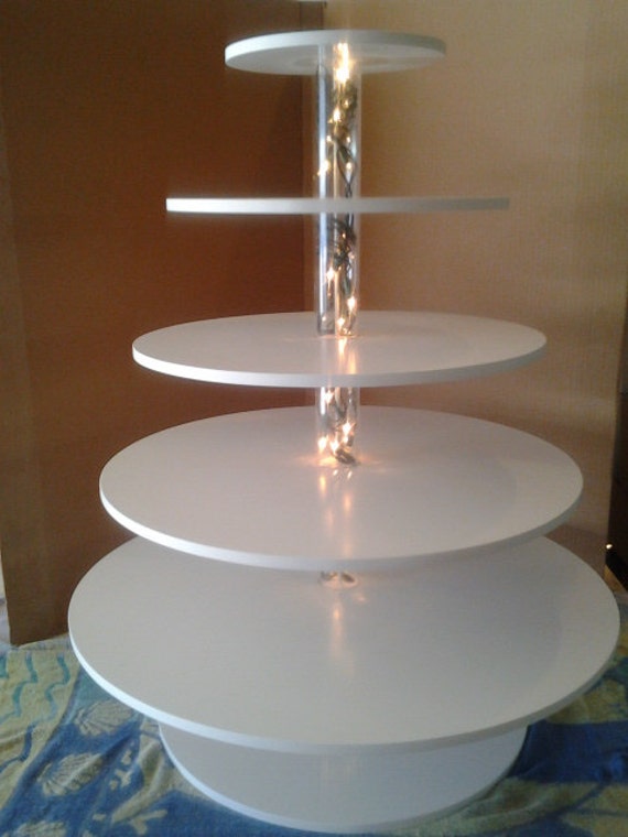 5 Tier Round Custom Made Cupcake Stand With Clear Spacers