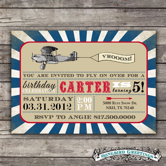 DIY Printable airplane birthday invitation--customizable Il_570xn