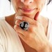 Statement Ring. Mid-Century Button in Sterling Silver Ring. Modern Jewelry