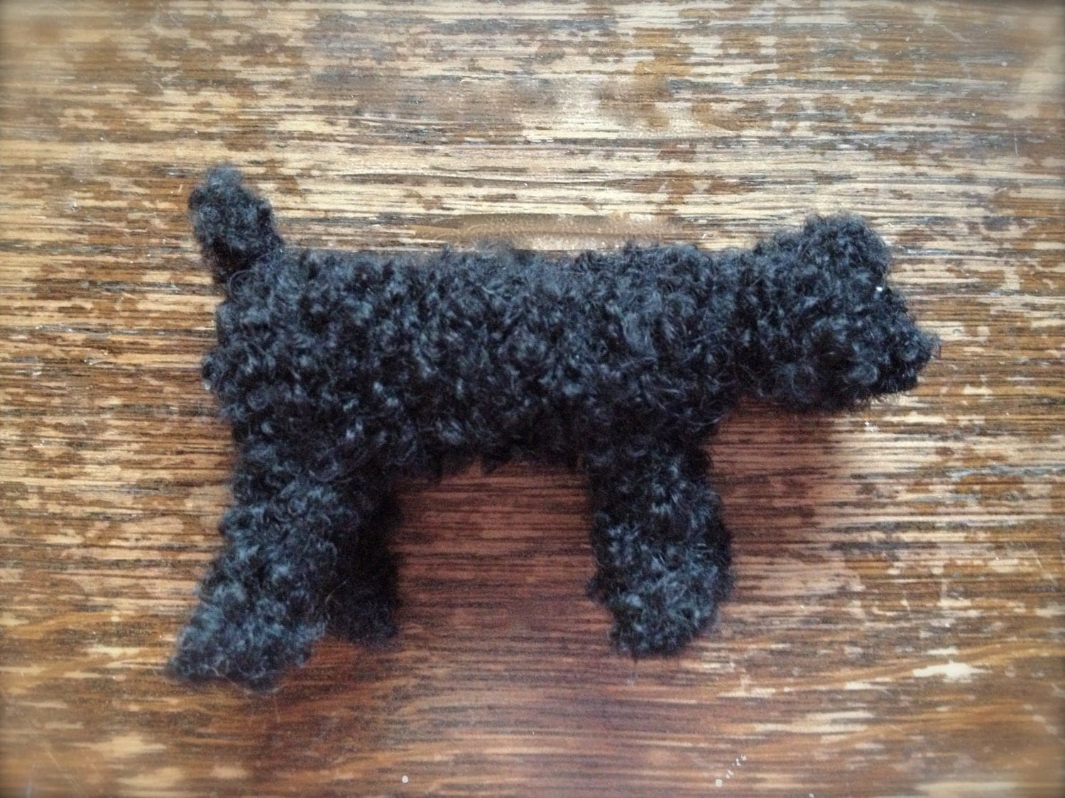 Minature Black Toy Poodle knitted in wool