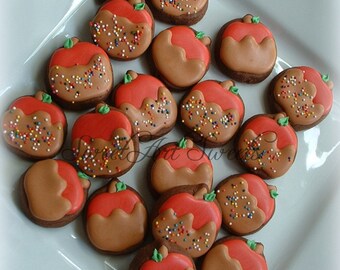 Caramel apple cookies - 2, 3, or 4 dozen mini apple cookies - fall cookies - halloween cookies