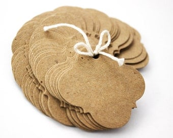 50 Quatrefoil Hang Tags - 1.75" x 1.75" Blank Die Cut Diamond Bracket Swing Tags, DIY Favor Tags, Boutique Price Tags