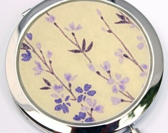 Lavender Chiyogami. Compact Mirror