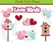 SALE Birds Clipart Love Birds Hearts Birdhouse Clip Art Commercial and Personal Use Il_170x135