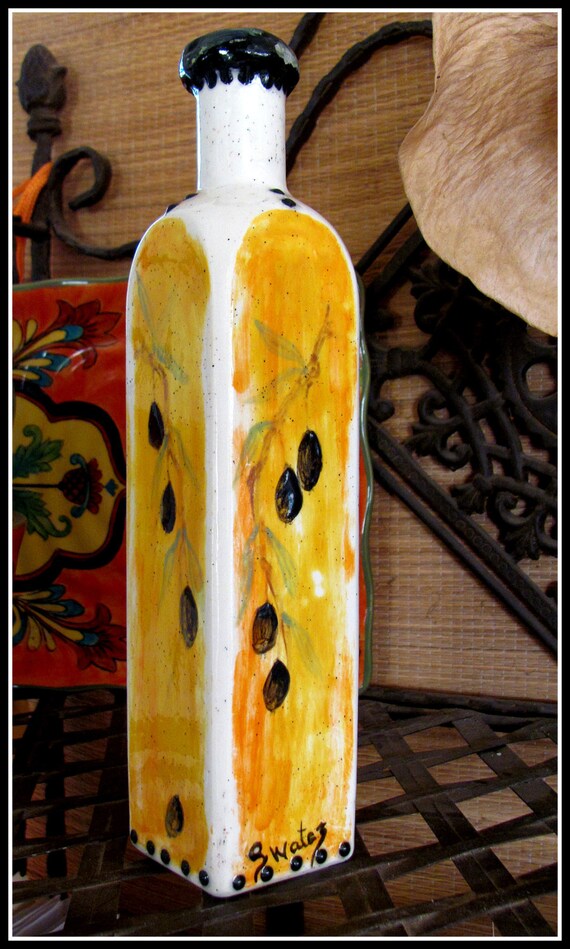 Vintage looking Olive Oil Dispenser Decantor Bottle by BajaGypsy