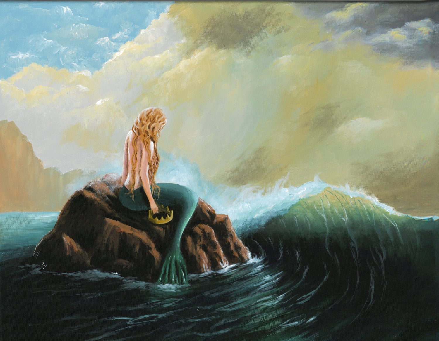 Mermaid Painting Print of an original acrylic painting to