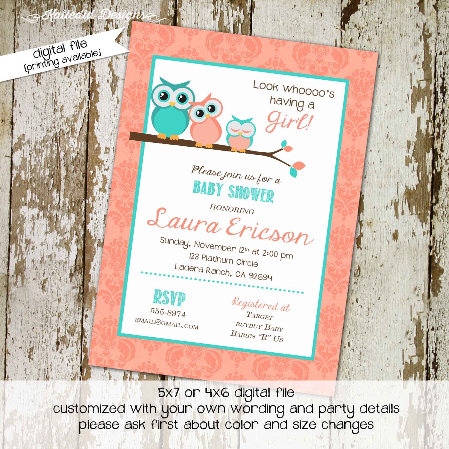 owl baby shower invitation owl first birthday baby girl shower