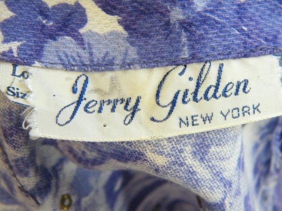 Vintage 1950s Dress / Purple Floral Jerry Gilden Dress