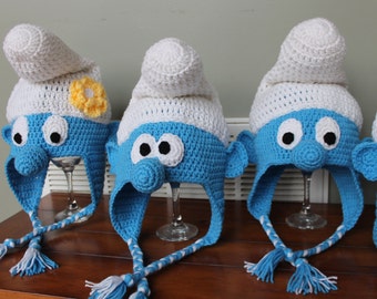 Smurf inspired hat (You Choose Design and Size)