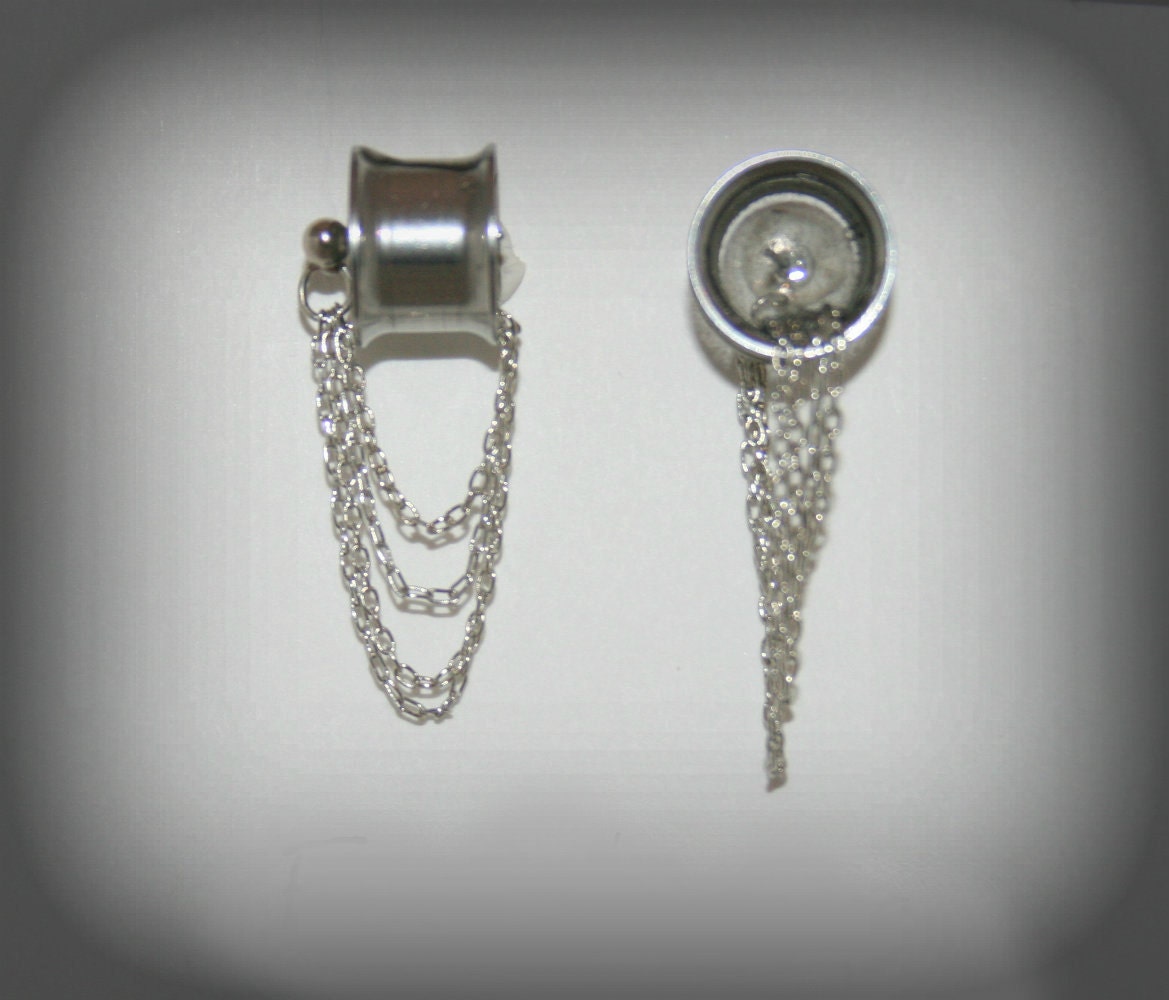 Ear plugs Dangle gauges silver tunnel Tunnel with by triballook