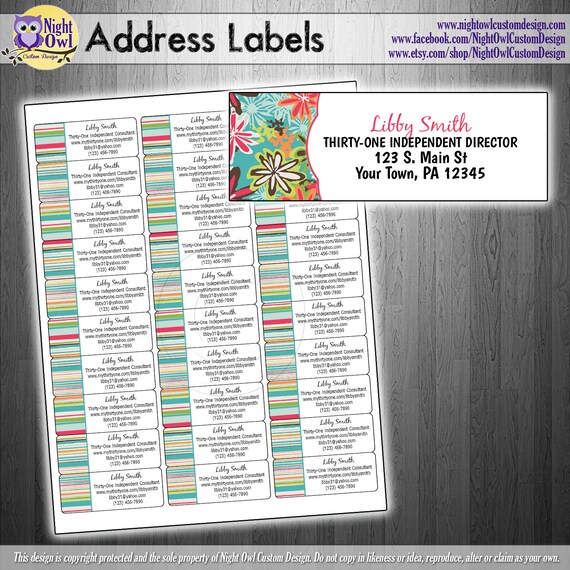 Thirty One Gifts Consultant return address catalog labels - DIY ...