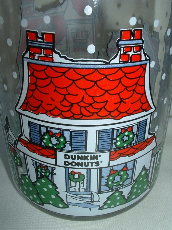 Vintage Dunkin' Donut Glass Christmas Cookie Candy Cane