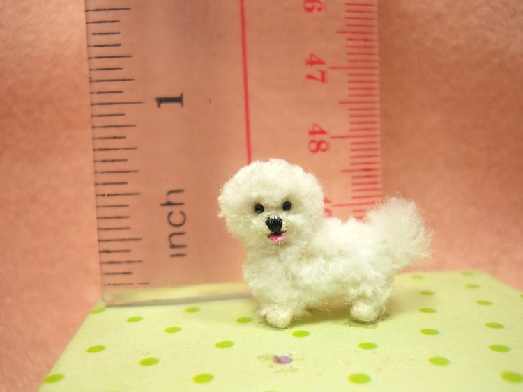 Bichon Frise Tiny Crochet Miniature Dog Stuffed Animals by