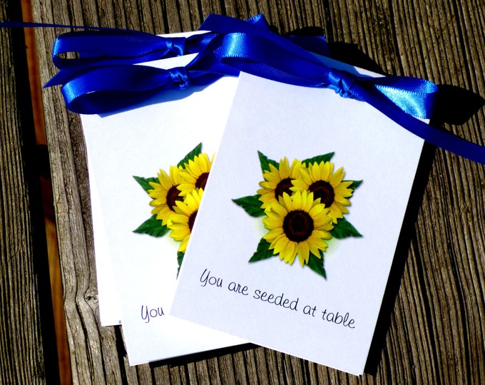 Seeded At Sunflower Duo Place Card Escort Cards for Wedding Reception