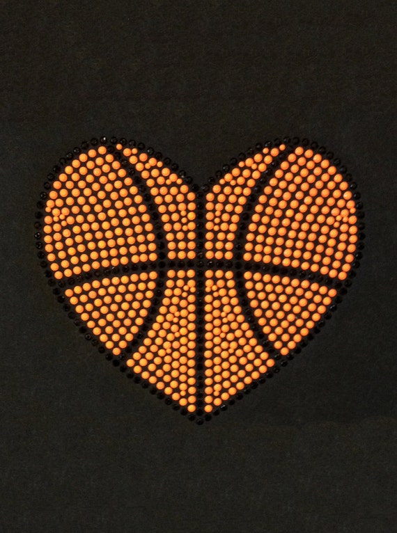 Basketball Heart Rhinestud Transfer