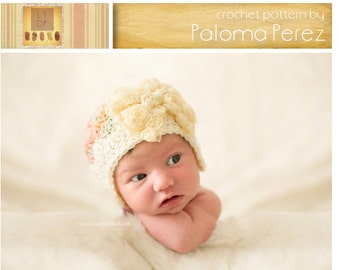 INSTANT DOWNLOAD - Crochet Baby Hat Pattern - Flapper/bow shely hat crochet pattern - Baby hat crochet pattern