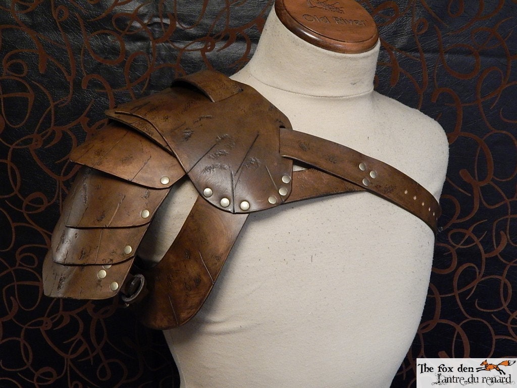 Gladiator spartacus leather shoulder armor heavy leather