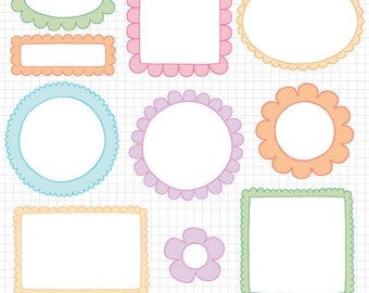 Easter Clipart Doodle Borders - Digital Frame Downloadable Images