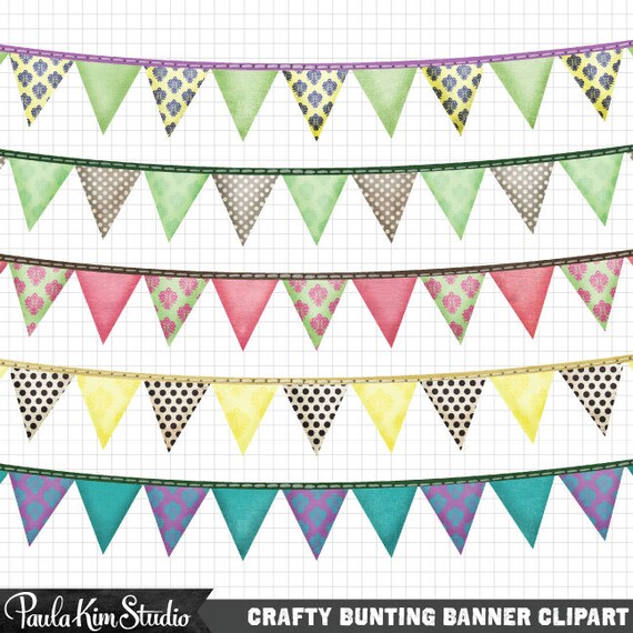 Bunting Banner Clipart Digital Scrapbook Instant Digital