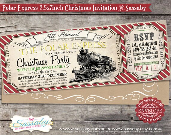 Polar Express Christmas Party Invitation - DIY PRINTABLE FILE - Family Christmas Printable by Sassaby Il_570xn