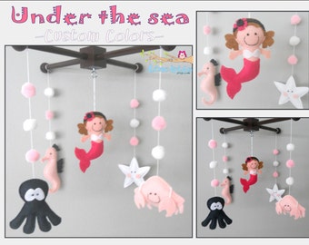 Baby Crib Mobile-Sea Animals Mobile-custom Made Mobile-Little Mermaid Mobile