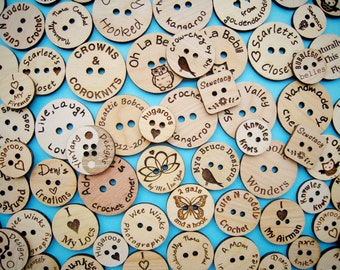 Custom Laser Engraved Birch Ply Buttons (set of 25)