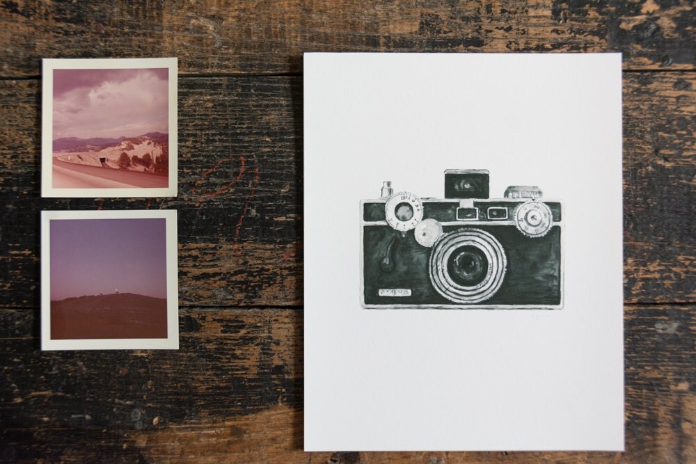 vintage camera watercolor giclee art print // ARGUS camera