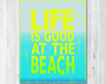 Life is good at the beach wall words vinyl home decor