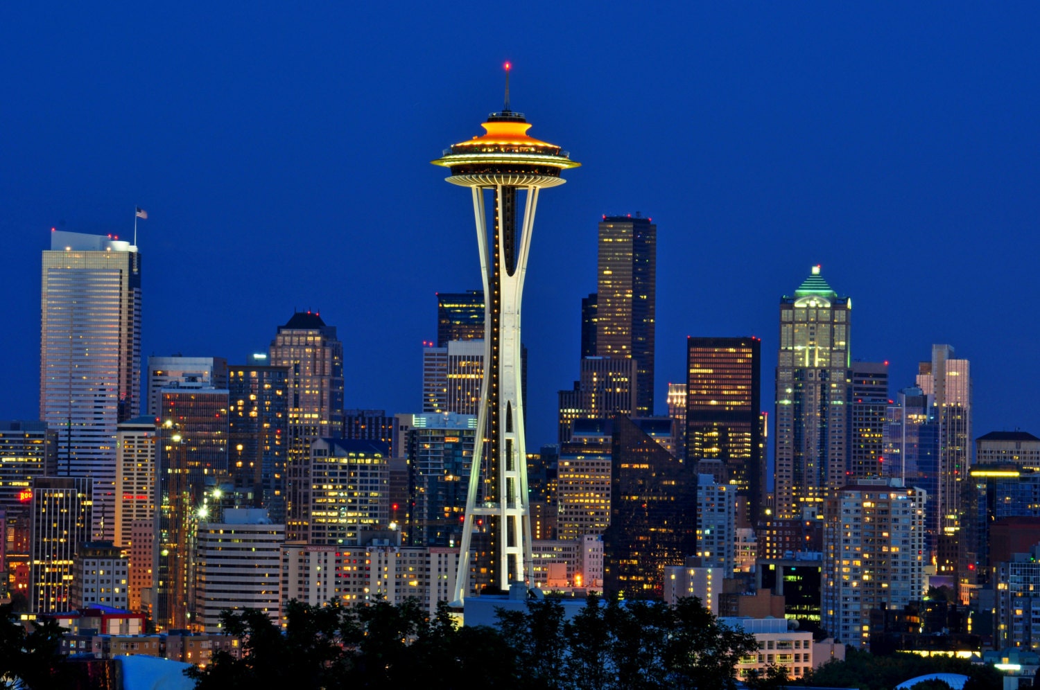 Orange Space Needle Photograph 8x10