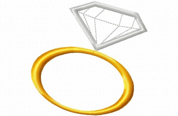 Diamond Ring Applique Machine Embroidery Design 10 Sizes
