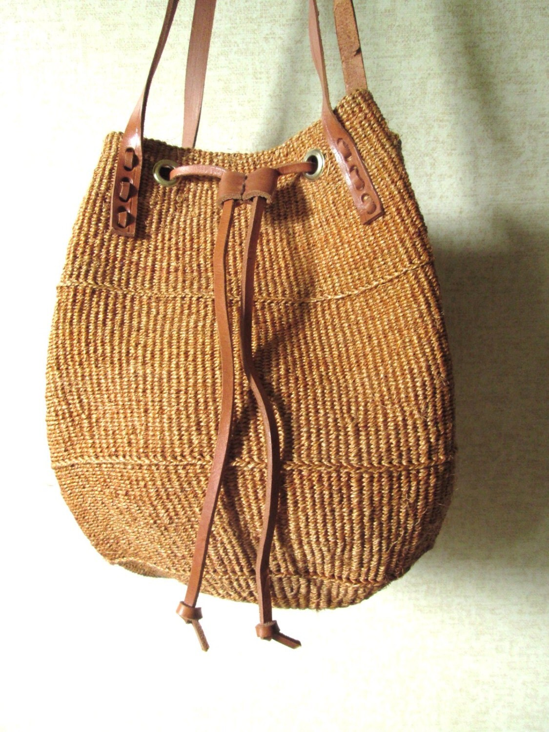 sisal shoulder bag woven straw bag jute bag by MySoftParade