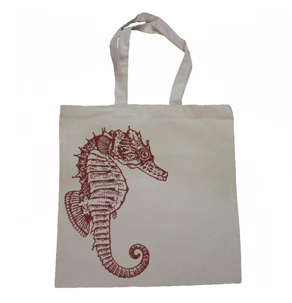 Nautical SEAHORSE - Canvas Tote Bag