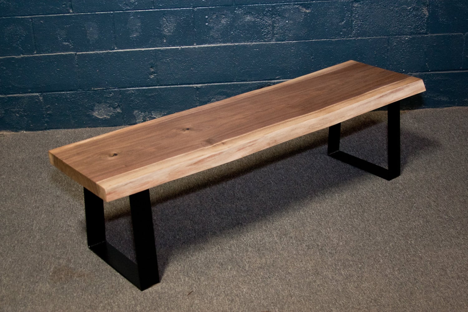 SALE Live Edge Black Walnut BENCH Modern Simple by ElpisWorks
