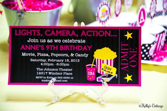 Movie Night Ticket Invitation... Custom, Printable, Digital Il_570xn