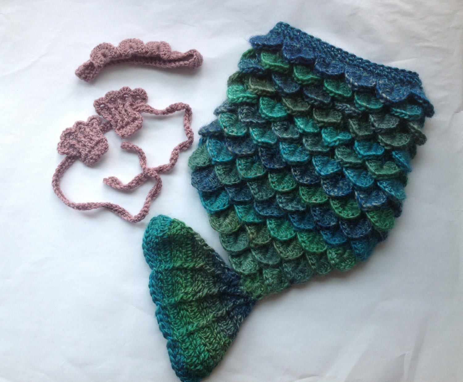 Handmade Crochet Little Mermaid set Mermaid tail Bikini top