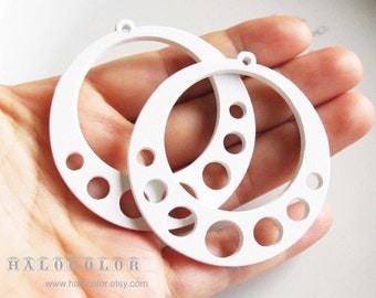 Painting Series -50x53mm Pretty White Bubble Wooden Charm/Pendant MH227 04