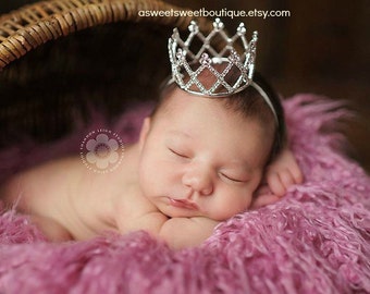Newborn Crown Photo Prop Baby Crown Headband Newborn Princess Crown Photo Prop Baby Tiara Headband Newborn Rhinestone Crown Headband