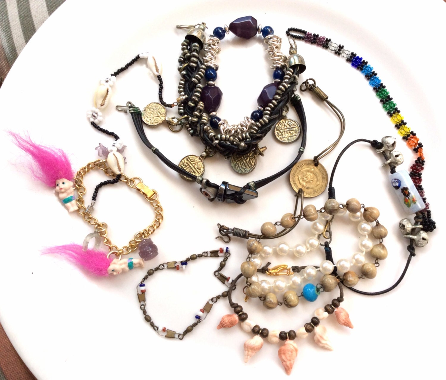 assorted junk jewelry bracelets lot craft supplies assemblage