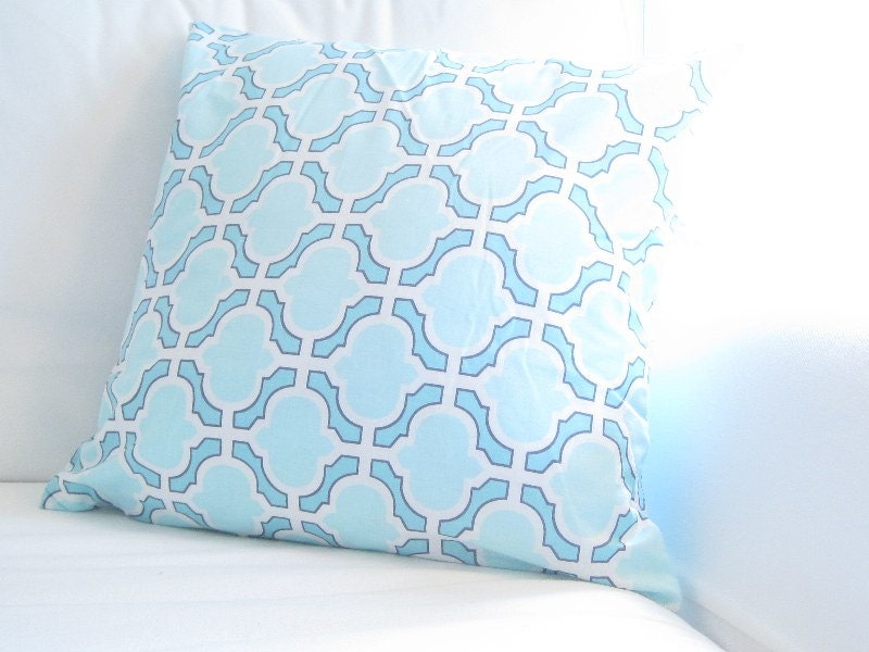 Blue White Trellis Decorative Pillow Lattice by FineFreshDesign