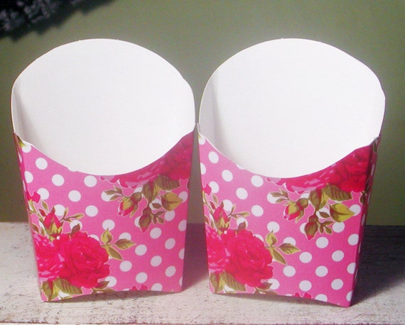 Pink Rose and Polka Dot Favor Box - Set of 12 Il_570xn